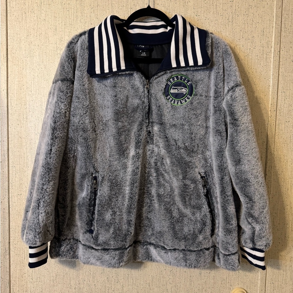 NFL Women’s Frosted Sherpa Pullover w/Rib Knit Sleeves NWOT SEATTLE SEAHAWKS